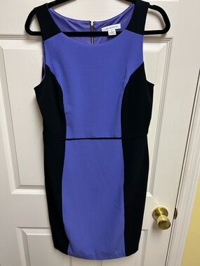 Liz Claiborne Black and Purple Colorblock Sheath Dress